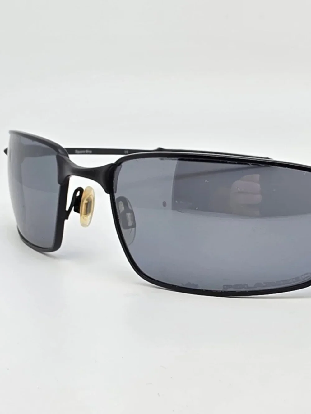 Oakley 12-877 New Square Wire I Black Frame Polarized Black Iridium Sunglasses
